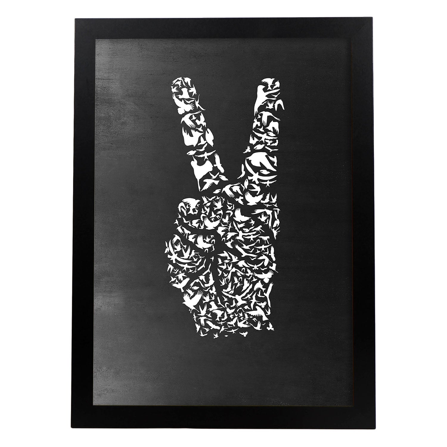 Lámina en blanco y negro Se paz en Poster con fondo negro estilo pizarra. Papel 250 gr.-Artwork-Nacnic-A3-Marco Negro-Nacnic Estudio SL