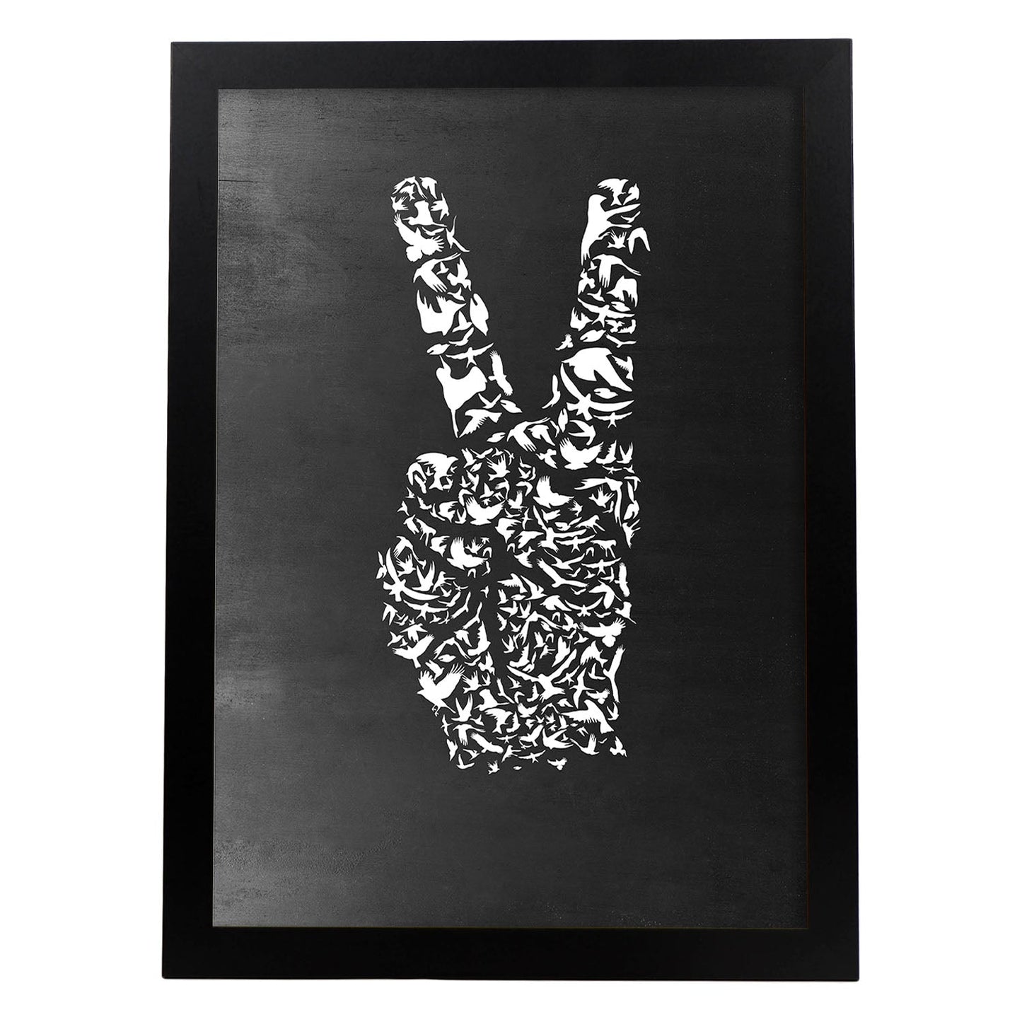 Lámina en blanco y negro Se paz en Poster con fondo negro estilo pizarra. Papel 250 gr.-Artwork-Nacnic-A4-Marco Negro-Nacnic Estudio SL