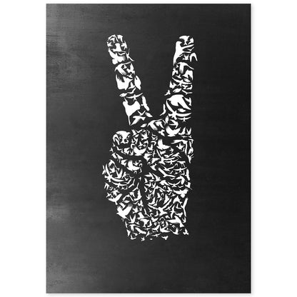 Lámina en blanco y negro Se paz en Poster con fondo negro estilo pizarra. Papel 250 gr.-Artwork-Nacnic-A4-Sin marco-Nacnic Estudio SL