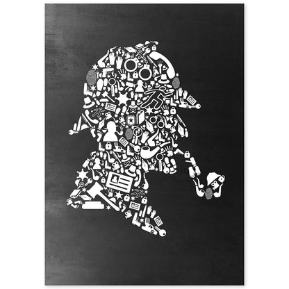 Lámina en blanco y negro Sherlock Holmes en Poster con fondo negro estilo pizarra. Papel 250 gr-Artwork-Nacnic-A4-Sin marco-Nacnic Estudio SL