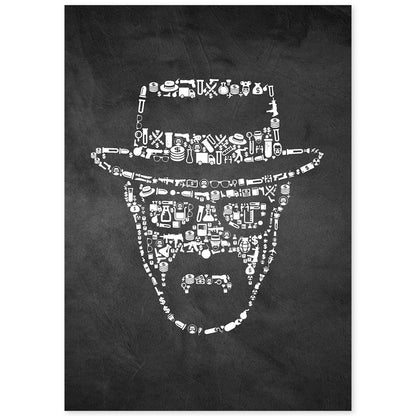 Lámina en blanco y negro The breaking bad iconos en Poster con fondo negro estilo pizarra. Papel 250 gr y tintas de alta calidad.-Artwork-Nacnic-A4-Sin marco-Nacnic Estudio SL