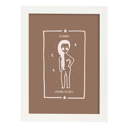 Lámina Escorpio. Pósters con ilustraciones femeninas de los signos del zodíaco.-Artwork-Nacnic-A4-Marco Blanco-Nacnic Estudio SL