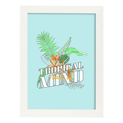 Lámina Estado mental: tropical. Pósters con ilustraciones florales en tonos pastel.-Artwork-Nacnic-A4-Marco Blanco-Nacnic Estudio SL