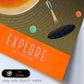 Lámina Explora. Pósters con detalladas ilustraciones del espacio. Coloridas imágenes de satélites, estrellas y planetas.-Artwork-Nacnic-Nacnic Estudio SL