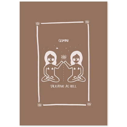 Lámina Géminis. Pósters con ilustraciones femeninas de los signos del zodíaco.-Artwork-Nacnic-A4-Sin marco-Nacnic Estudio SL