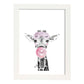 Lámina Girafa infantil con chicle poster animeles infantiles-Artwork-Nacnic-A3-Marco Blanco-Nacnic Estudio SL