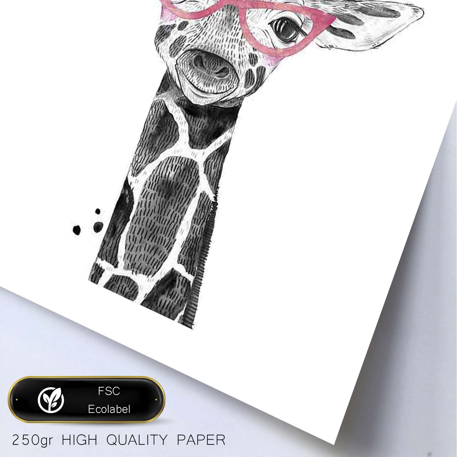 Lámina Girafa infantil con gafas poster animeles infantiles-Artwork-Nacnic-Nacnic Estudio SL