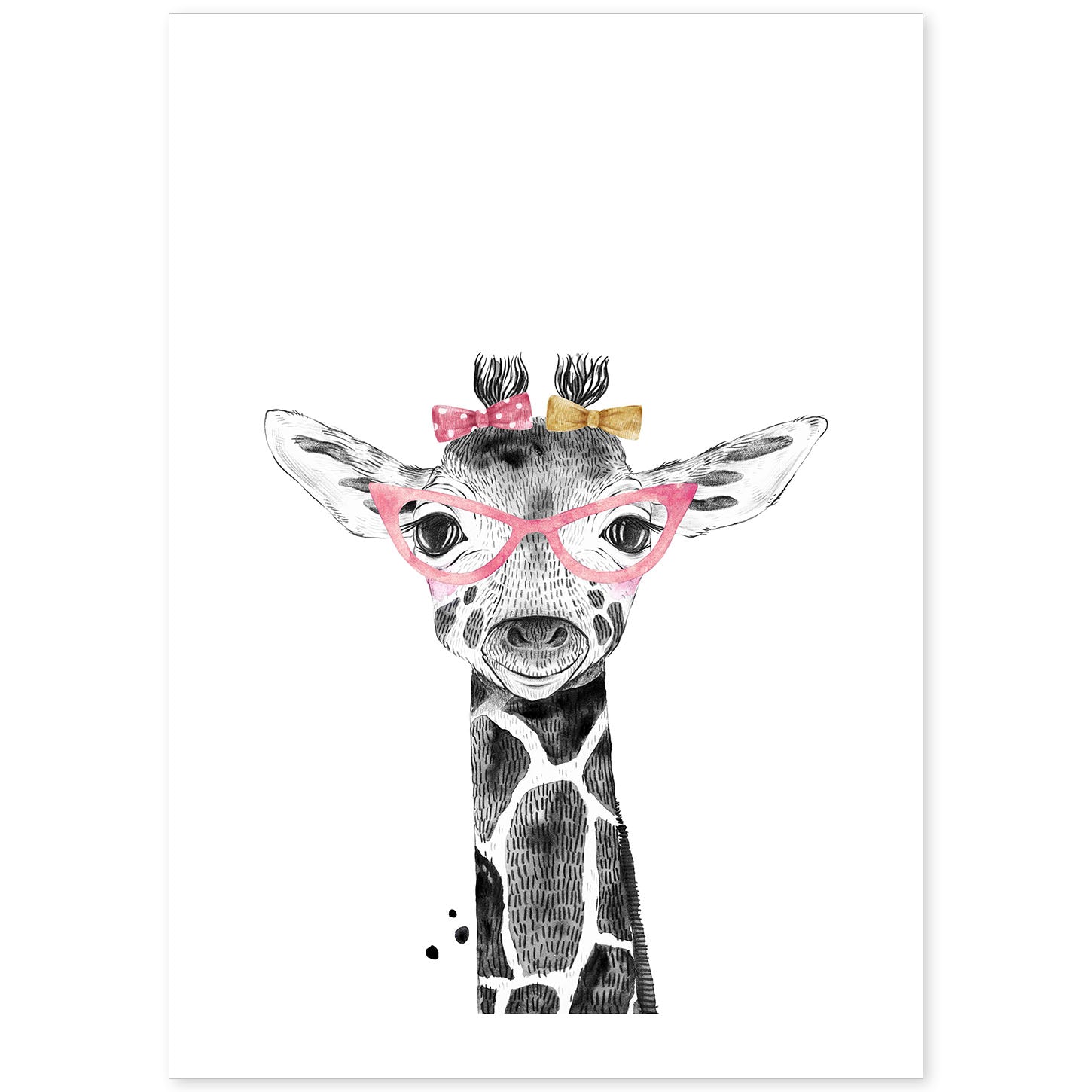 Lámina Girafa infantil con gafas poster animeles infantiles-Artwork-Nacnic-A4-Sin marco-Nacnic Estudio SL