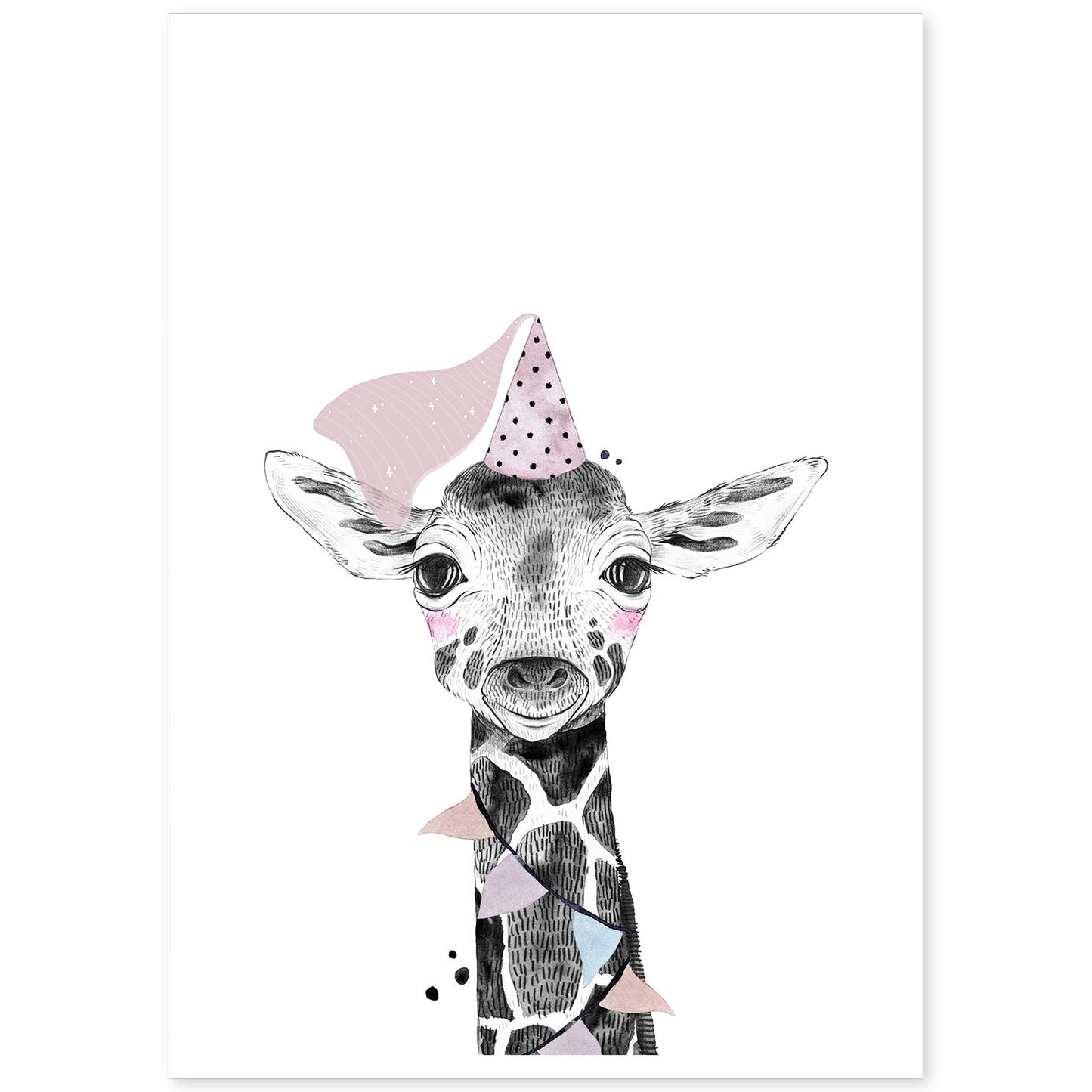Lámina Girafa infantil de cumpleaños poster animeles infantiles-Artwork-Nacnic-A4-Sin marco-Nacnic Estudio SL