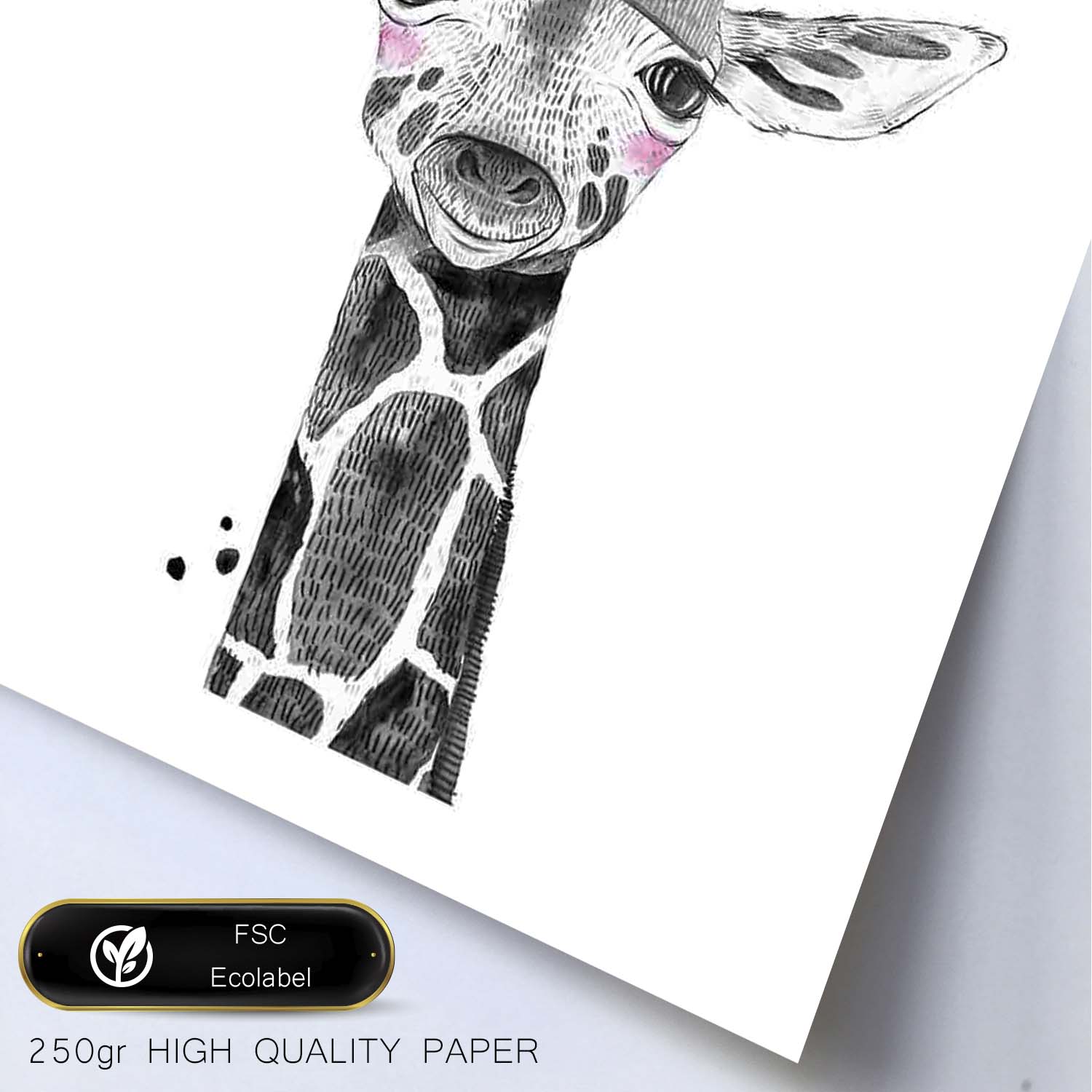 Lámina Girafa infantil haciendo deporte poster animeles infantiles-Artwork-Nacnic-Nacnic Estudio SL