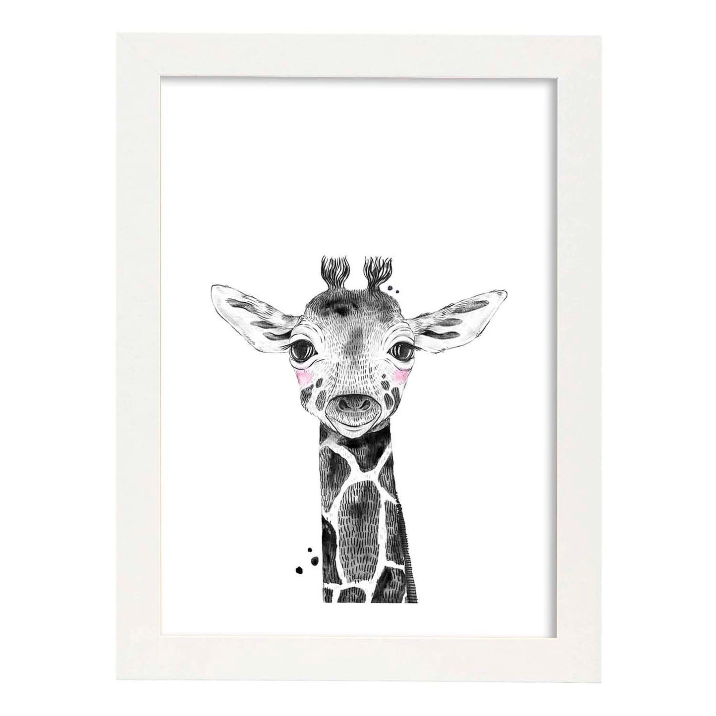 Lámina Girafa infantil poster animeles infantiles-Artwork-Nacnic-A3-Marco Blanco-Nacnic Estudio SL