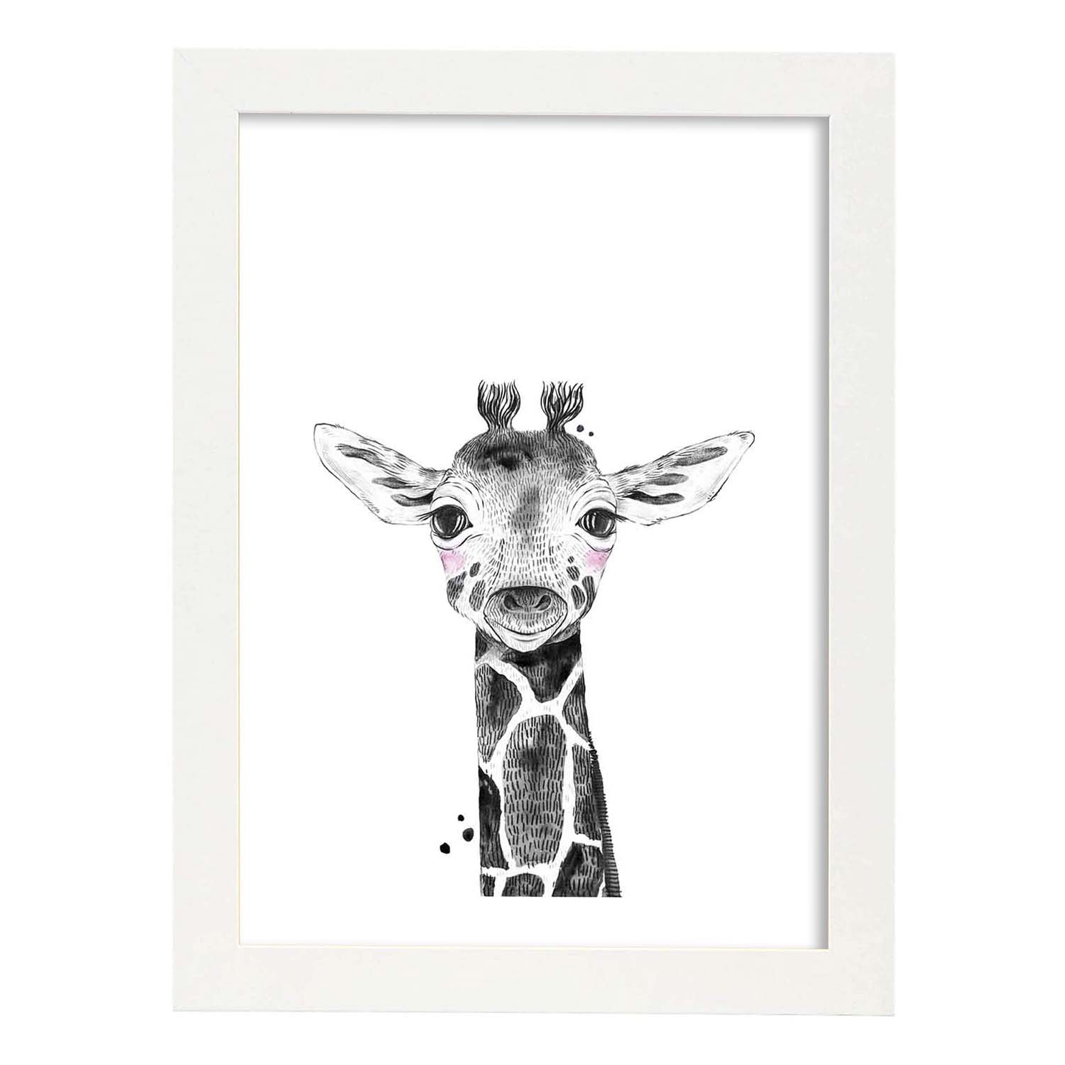 Lámina Girafa infantil poster animeles infantiles-Artwork-Nacnic-A4-Marco Blanco-Nacnic Estudio SL