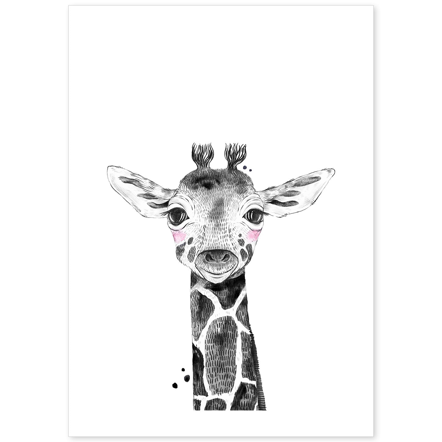 Lámina Girafa infantil poster animeles infantiles-Artwork-Nacnic-A4-Sin marco-Nacnic Estudio SL
