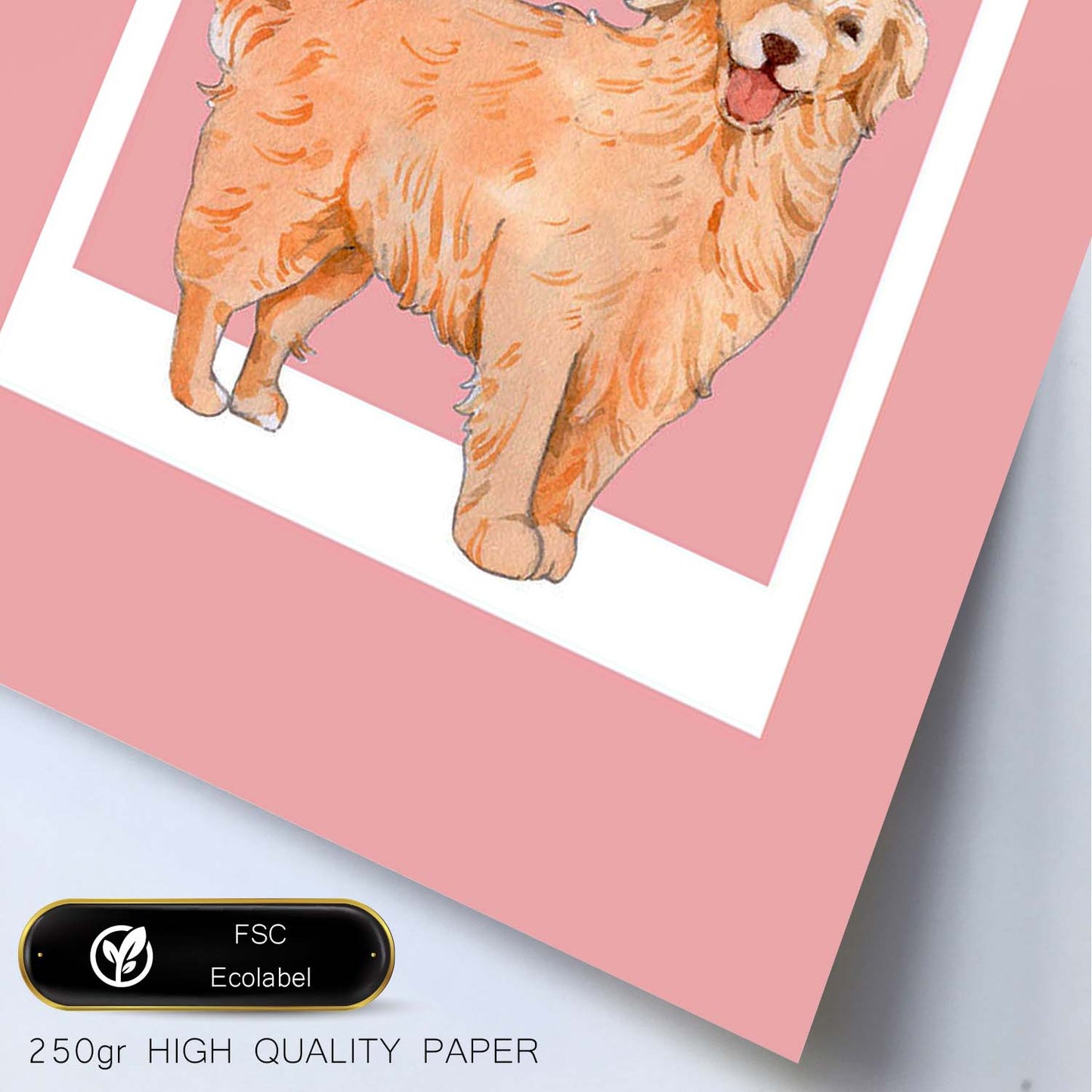 Lámina Golden Retriever. Pósters con ilustraciones de razas de perro en tonos cálidos y pastel.-Artwork-Nacnic-Nacnic Estudio SL