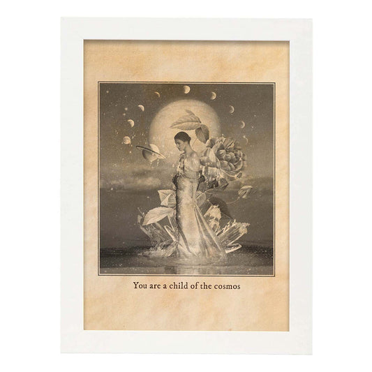 Lámina Hija del cosmos. Pósters con ilustraciones de mujeres místicas y espiritualidad en estilo vintage.-Artwork-Nacnic-A4-Marco Blanco-Nacnic Estudio SL