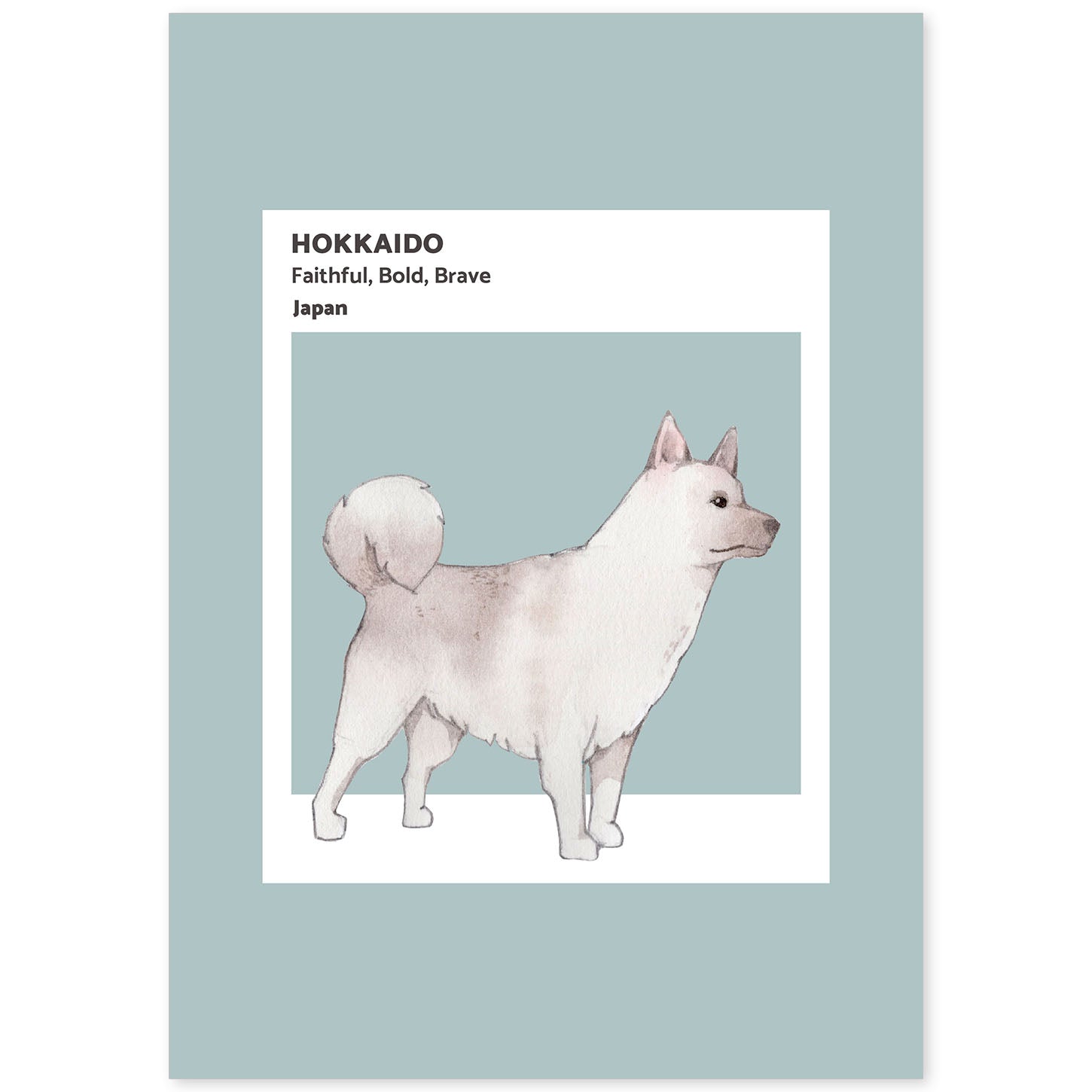 Lámina Hokkaido. Pósters con ilustraciones de razas de perro en tonos cálidos y pastel.-Artwork-Nacnic-A4-Sin marco-Nacnic Estudio SL