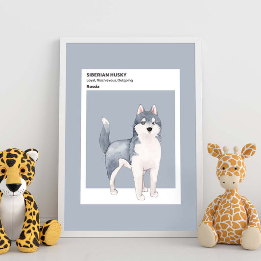 Lámina Husky siberiano. Pósters con ilustraciones de razas de perro en tonos cálidos y pastel.-Artwork-Nacnic-Nacnic Estudio SL