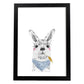 Lámina infantil Alpaca con pañuelo azul comiendo trigo Poster de animales en-Artwork-Nacnic-A4-Marco Negro-Nacnic Estudio SL
