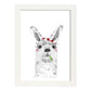 Lámina infantil Alpaca con panuelo rojo comiendo Poster de animales en-Artwork-Nacnic-A4-Marco Blanco-Nacnic Estudio SL