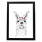 Lámina infantil Alpaca con panuelo rojo comiendo Poster de animales en-Artwork-Nacnic-A4-Marco Negro-Nacnic Estudio SL