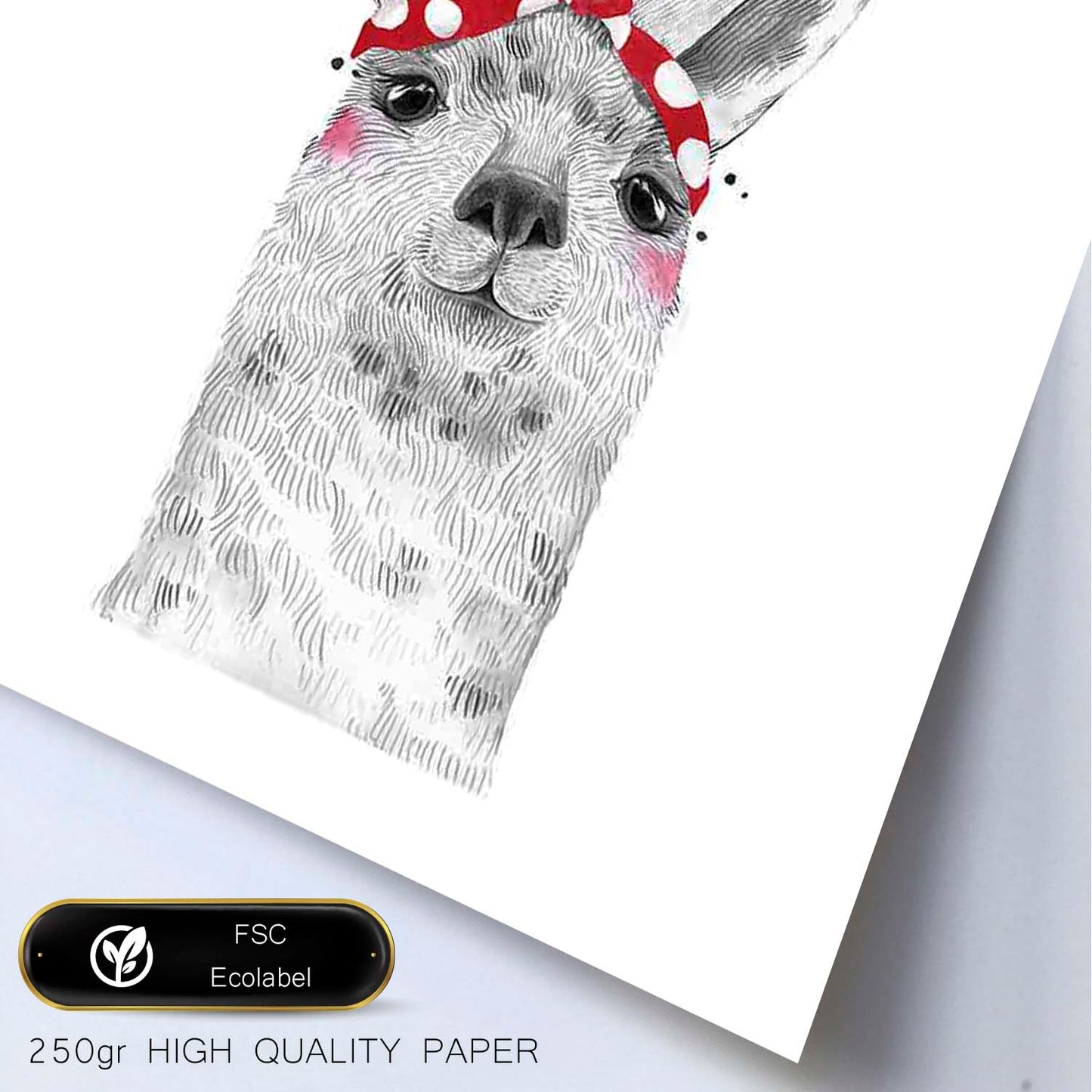 Lámina infantil Alpaca con pañuelo rojo en la cabeza Poster de animales en-Artwork-Nacnic-Nacnic Estudio SL