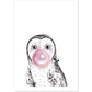 Lámina infantil Buho bebe comiendo chicle Poster animales infantiles-Artwork-Nacnic-A4-Sin marco-Nacnic Estudio SL