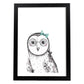 Lámina infantil Buho bebe con gafas y lazo azul Poster animales infantiles-Artwork-Nacnic-A4-Marco Negro-Nacnic Estudio SL