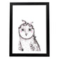 Lámina infantil Buho bebe con pañuelo gris y rosa Poster animales infantiles-Artwork-Nacnic-A4-Marco Negro-Nacnic Estudio SL