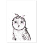 Lámina infantil Buho bebe con pañuelo gris y rosa Poster animales infantiles-Artwork-Nacnic-A4-Sin marco-Nacnic Estudio SL