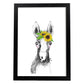 Lámina infantil Caballo bebe con flores Poster aminales infantiles-Artwork-Nacnic-A4-Marco Negro-Nacnic Estudio SL
