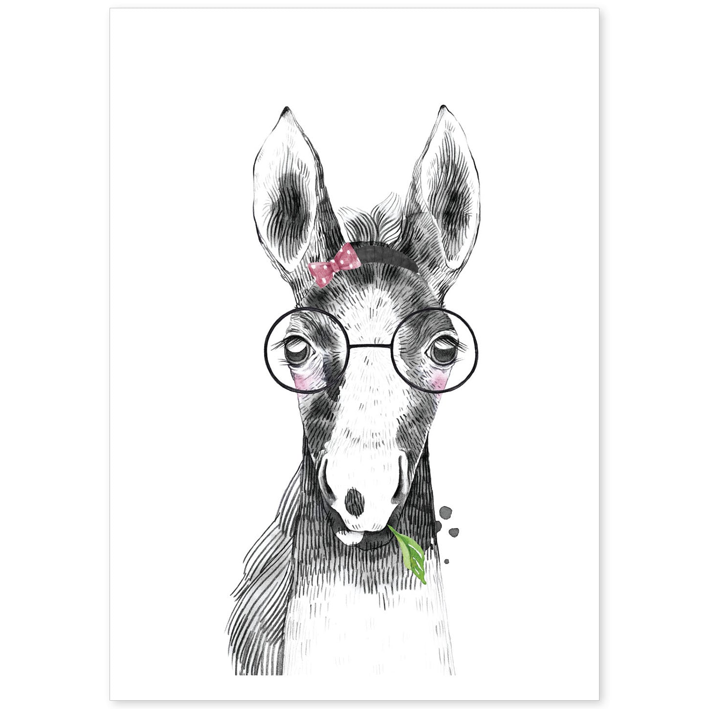 Lámina infantil Caballo bebe con gafas y diadema poster animales infantiles-Artwork-Nacnic-A4-Sin marco-Nacnic Estudio SL