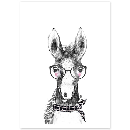 Lámina infantil Caballo bebe con gafas y pañuelo Poster aminales infantiles-Artwork-Nacnic-A4-Sin marco-Nacnic Estudio SL