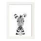 Lámina infantil Cebra blanco y negro infantil Poster animales infantiles-Artwork-Nacnic-A4-Marco Blanco-Nacnic Estudio SL