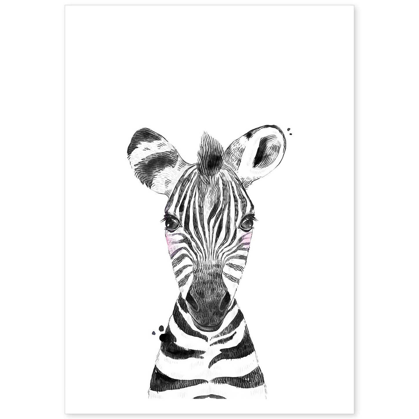Lámina infantil Cebra blanco y negro infantil Poster animales infantiles-Artwork-Nacnic-A4-Sin marco-Nacnic Estudio SL