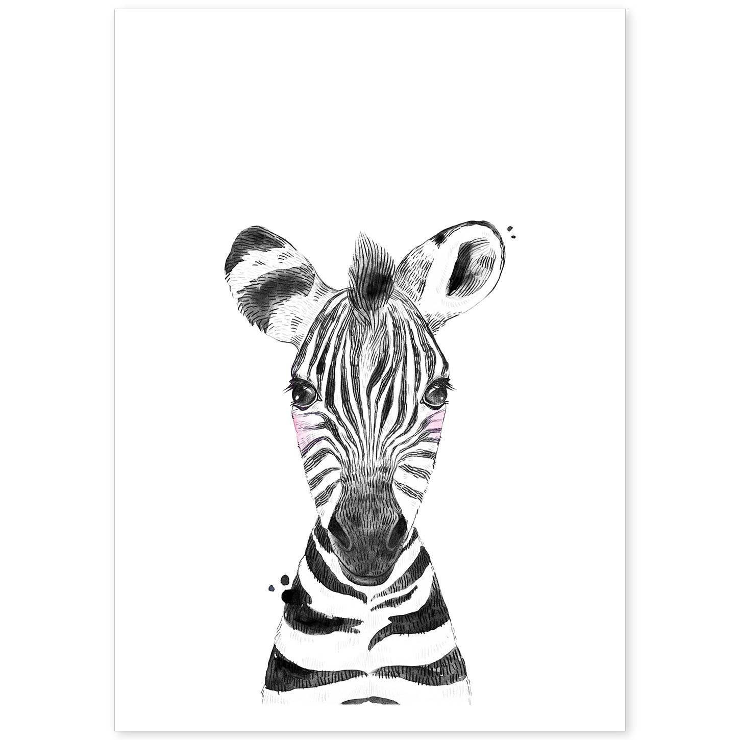 Lámina infantil Cebra blanco y negro infantil Poster animales infantiles-Artwork-Nacnic-A4-Sin marco-Nacnic Estudio SL