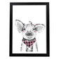 Lámina infantil Cerdo con bandana y pañuelo poster animales infantiles-Artwork-Nacnic-A3-Marco Negro-Nacnic Estudio SL