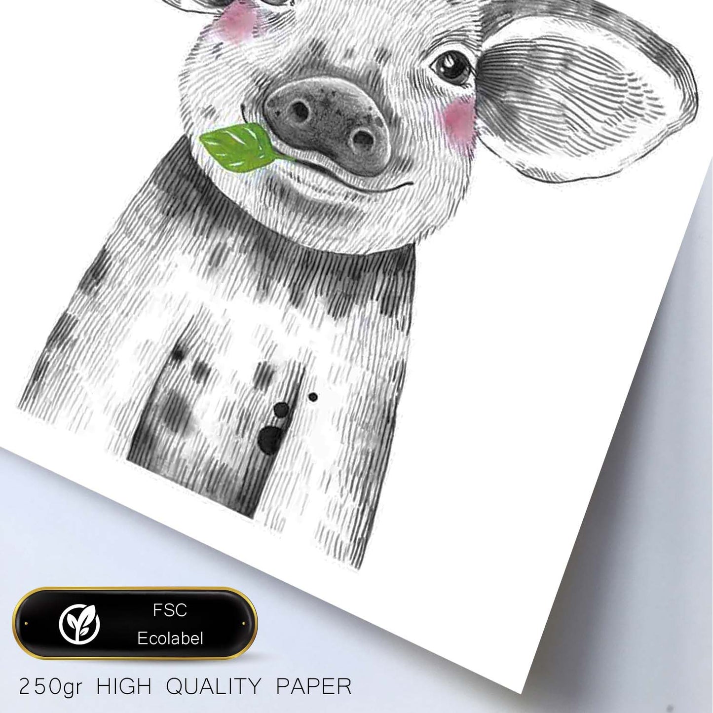 Lámina infantil Cerdo con pañuelo rojo poster animales infantiles-Artwork-Nacnic-Nacnic Estudio SL