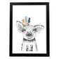Lámina infantil Cerdo con plumas de colores poster animales infantiles-Artwork-Nacnic-A4-Marco Negro-Nacnic Estudio SL