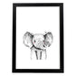 Lámina infantil Elefante infantil blanco y negro Poster animales infantiles-Artwork-Nacnic-A3-Marco Negro-Nacnic Estudio SL