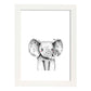 Lámina infantil Elefante infantil blanco y negro Poster animales infantiles-Artwork-Nacnic-A4-Marco Blanco-Nacnic Estudio SL