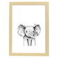 Lámina infantil Elefante infantil blanco y negro Poster animales infantiles-Artwork-Nacnic-A4-Marco Madera clara-Nacnic Estudio SL