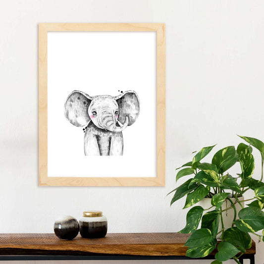 Lámina infantil Elefante infantil blanco y negro Poster animales infantiles-Artwork-Nacnic-Nacnic Estudio SL