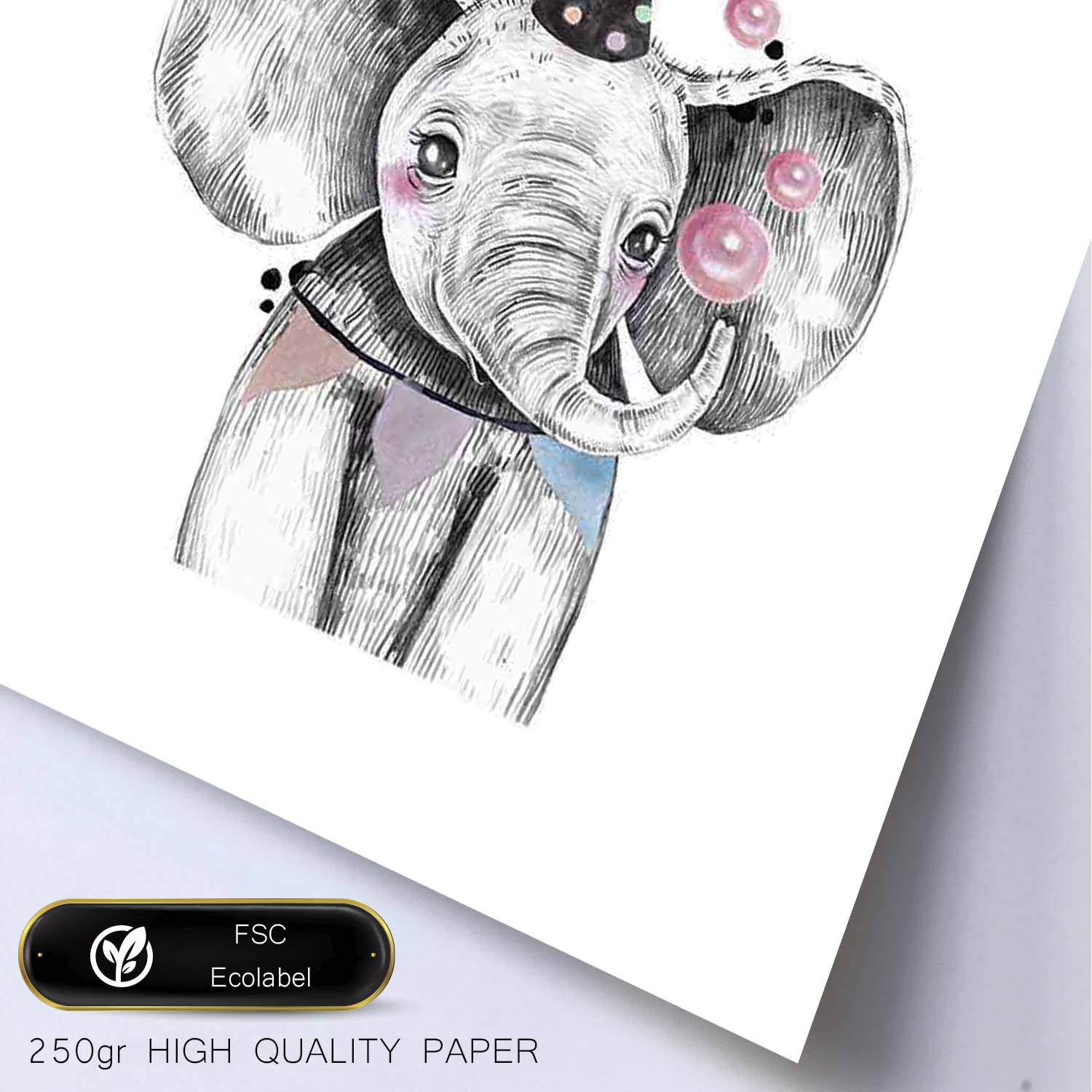 Lámina infantil Elefante infantil de fiesta Poster animales infantiles-Artwork-Nacnic-Nacnic Estudio SL