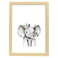Lámina infantil Elefante infantil plumas en la cabeza Poster animales infantiles-Artwork-Nacnic-A3-Marco Madera clara-Nacnic Estudio SL