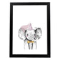Lámina infantil Elefante infantil princesa Poster animales infantiles-Artwork-Nacnic-A4-Marco Negro-Nacnic Estudio SL