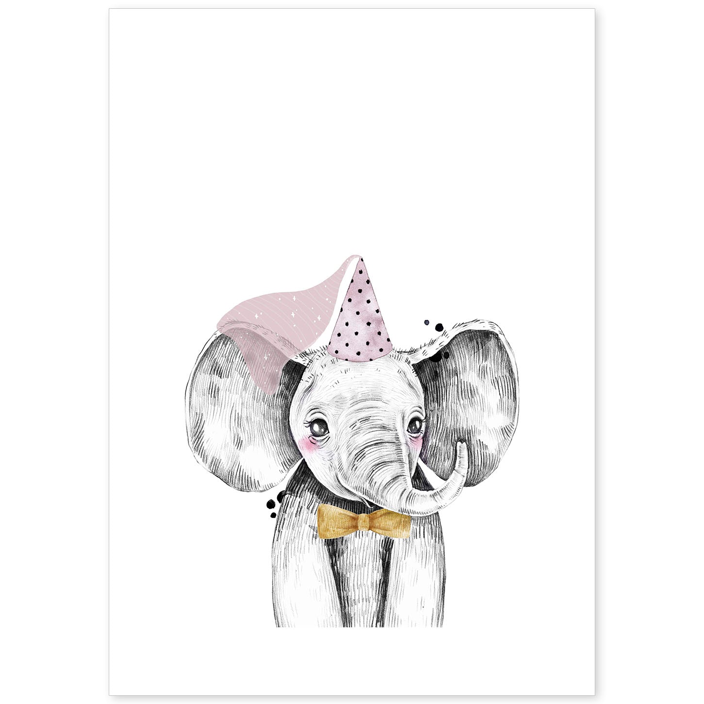 Lámina infantil Elefante infantil princesa Poster animales infantiles-Artwork-Nacnic-A4-Sin marco-Nacnic Estudio SL