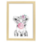 Lámina infantil Leon infantil con chicle y flores poster animales infantiles-Artwork-Nacnic-A4-Marco Madera clara-Nacnic Estudio SL