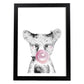 Lámina infantil Oso bebe con chicle rosa Poster animales infantiles-Artwork-Nacnic-A3-Marco Negro-Nacnic Estudio SL