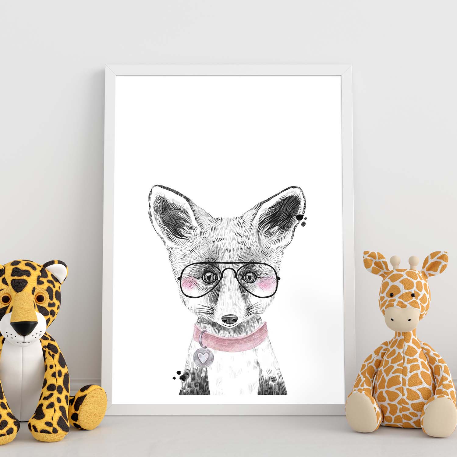 Lámina infantil Oso bebe con gafas y collar Poster animales infantiles-Artwork-Nacnic-Nacnic Estudio SL