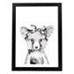 Lámina infantil Oso bebe con panuelo gris y rosa Poster animales infantiles-Artwork-Nacnic-A3-Marco Negro-Nacnic Estudio SL